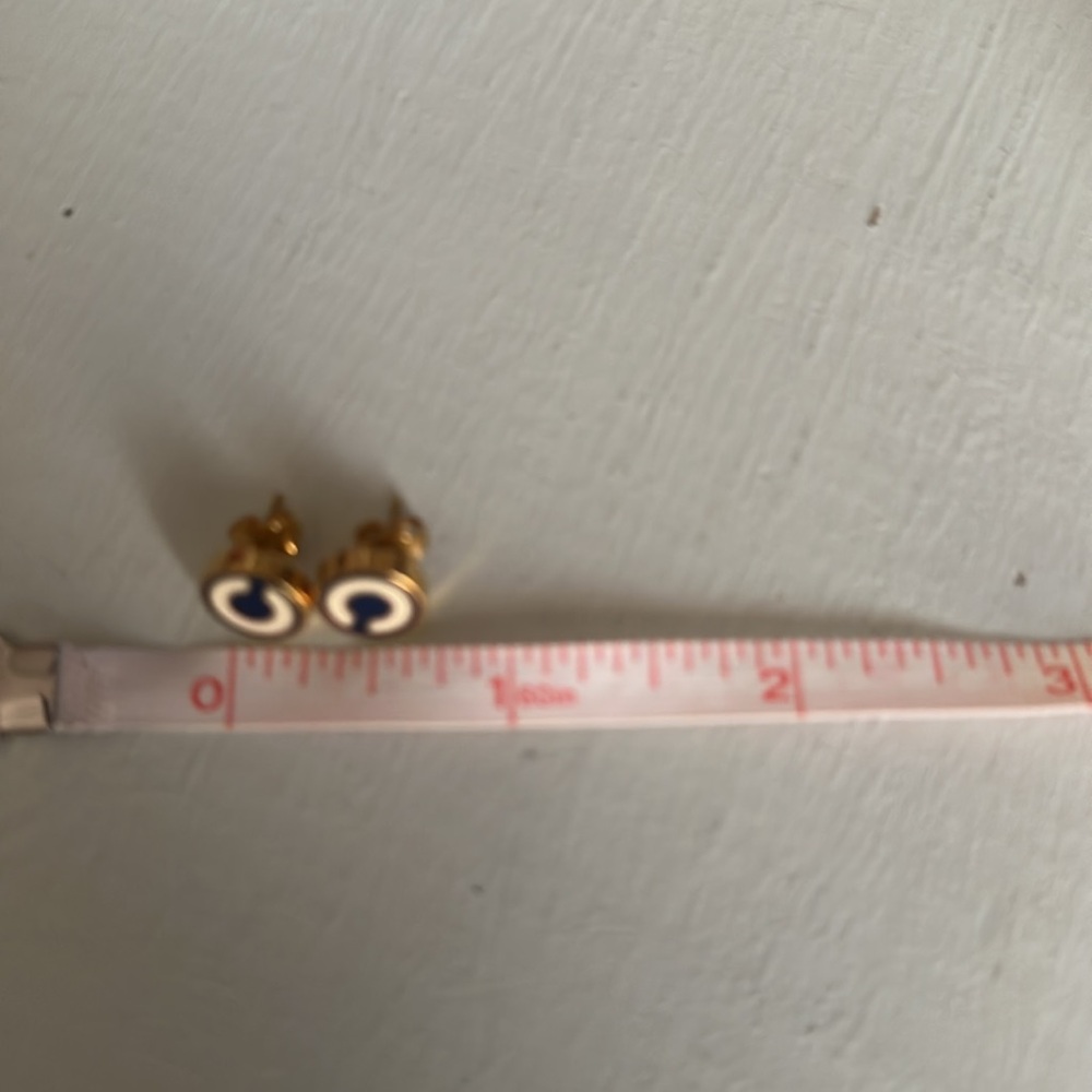 Coach Navy, White and Gold Earrings - Picture 3 of 5
